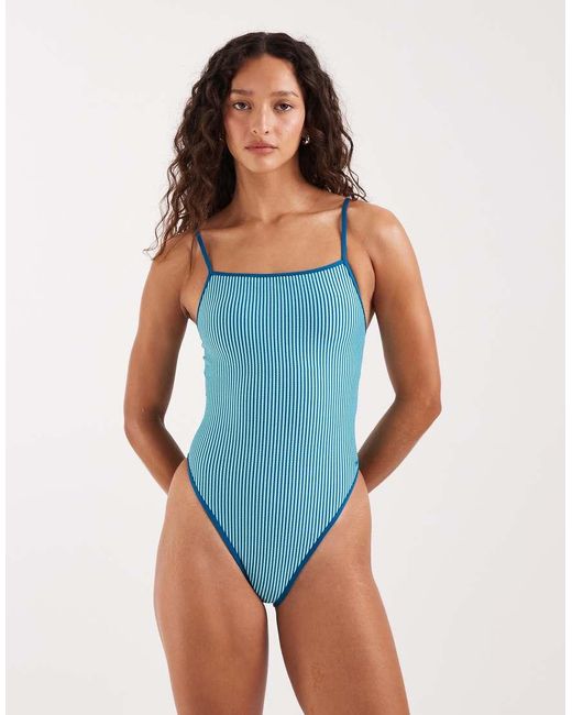 Nike Blue Nike Square Neck Swimsuit