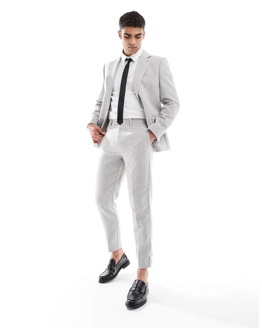 ASOS White Tapered Wool Blend Suit Pants for men