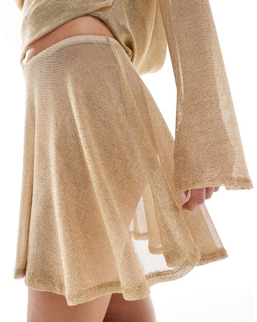 ASOS Natural Co-Ord Jersey Chainmail Flippy Mini Skirt