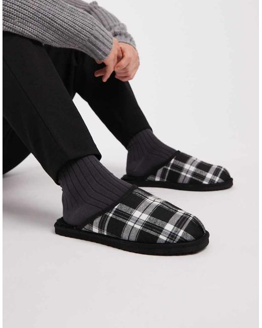 Jack & Jones Black Check Slipper for men