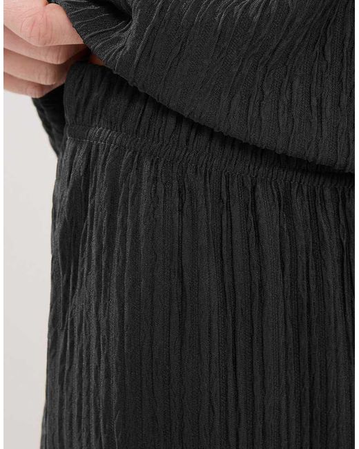 PixieGirl Black Petite Wide Leg Textured Trousers