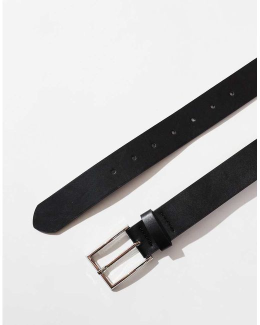 ASOS White Smart Faux Leather Belt With Buckle for men