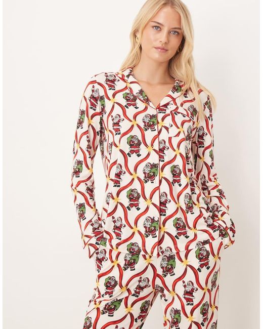 Chelsea Peers Pink Chelsea Peers Exclusive Tall Poly Long Sleeve Revere Pyjama Set