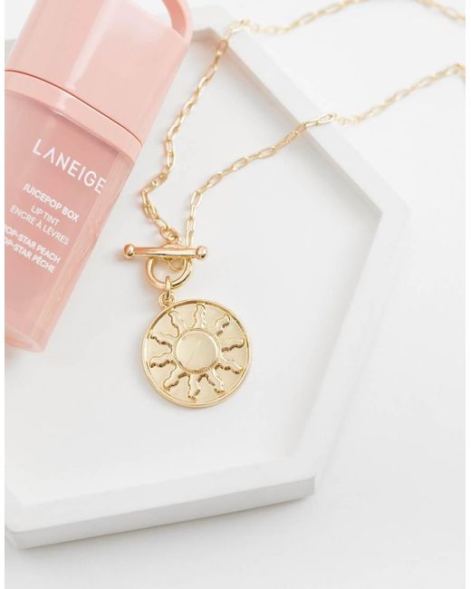 ASOS White T-bar Necklace With Sun Peandant