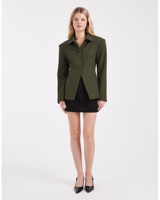 ASOS Green Extreme Shoulder Collar Detail Blazer