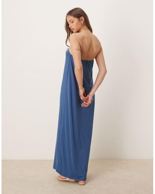 ASOS Maxi Bandeau-Jurk in het Blue