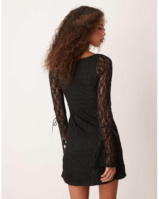 crochet mini dress black Black CROCHET TRIM STRAP MINI DRESS M