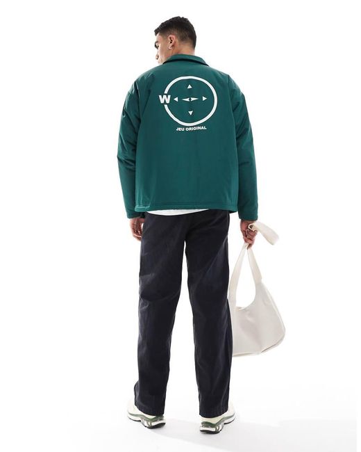 ASOS Green Oversized Wadded Collegiate Coach Jacket for men