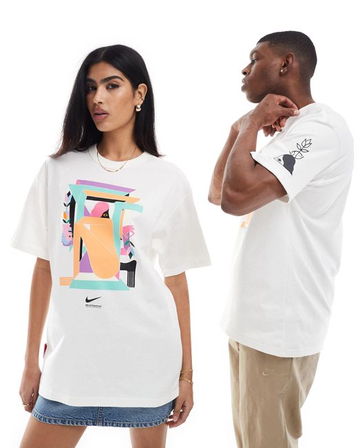 T-shirt unisexe à imprimé art graphique - blanc et multicolore Nike en coloris White