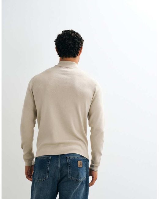 ASOS Natural Essential Knitted Lightweight Roll Neck Jumper for men