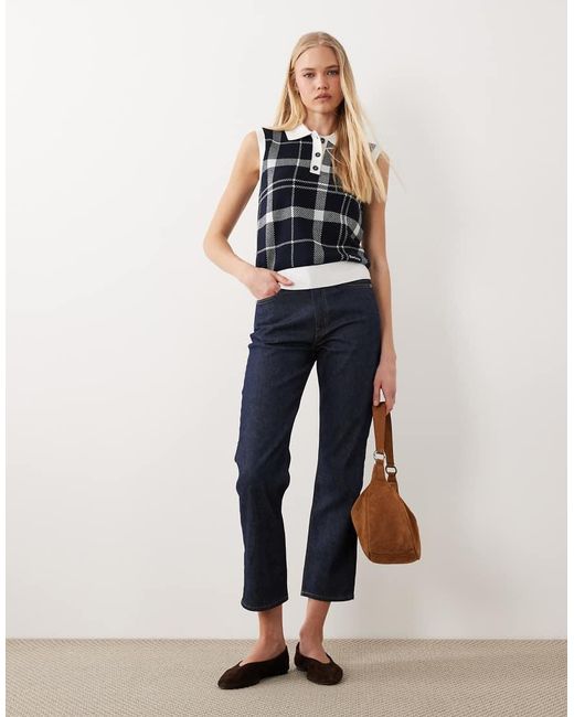 Barbour Blue Allerdale Tartan Check Knitted Singlet