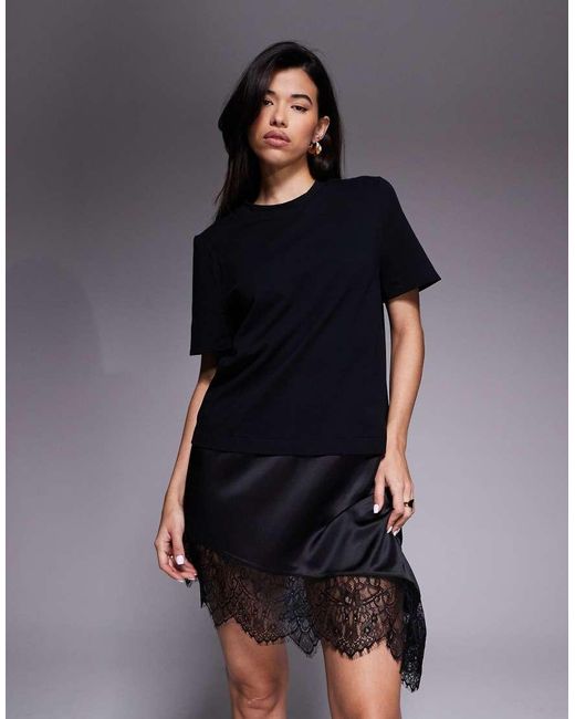 Vestito T-Shirt Corto Ibrido Con Orlo di ASOS in Blue