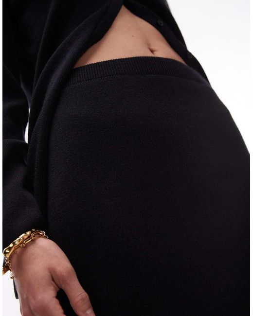 Minifalda De Punto Compacto De (Parte De Un Conjunto) TOPSHOP de color Black