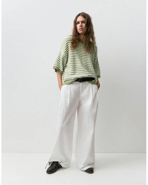 Pull&Bear Green – kurzärmliger pullover