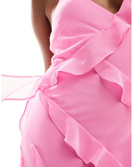 Forever New Pink Ruffle Halter Neck Maxi Dress