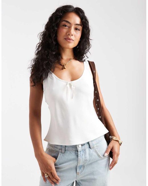 ASOS White Satin Scoop Neck Cami