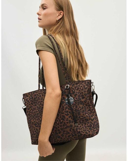 Stradivarius Brown Fabric Shopper Bag