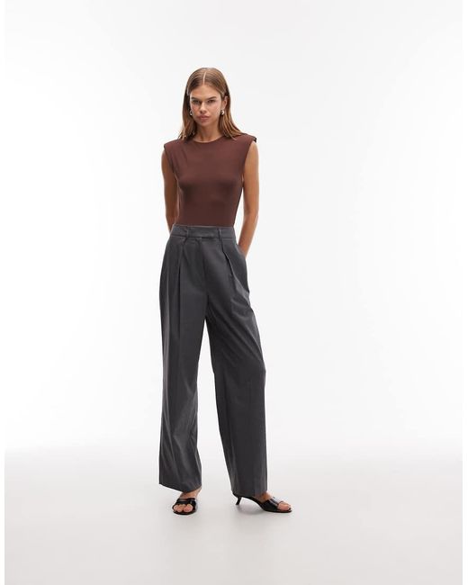 ASOS Purple Slinky Sleeveless Shoulder Pad Bodysuit