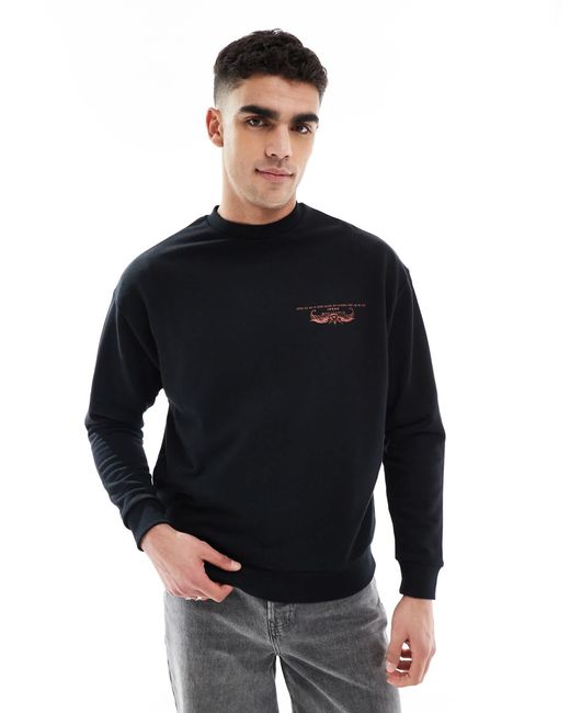 ASOS Blue Oversized Sweatshirt With Graffiti Back Print for men
