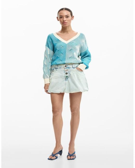 Desigual Blue Short Denim Skirt