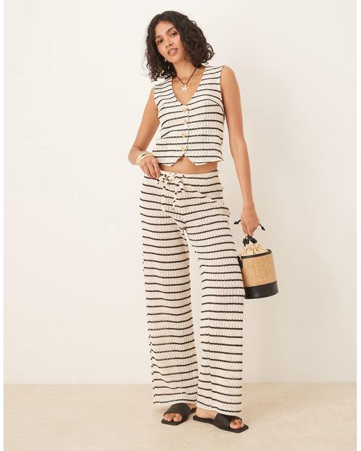 Gina Tricot Natural Co-ord Crochet Straight Leg Trousers