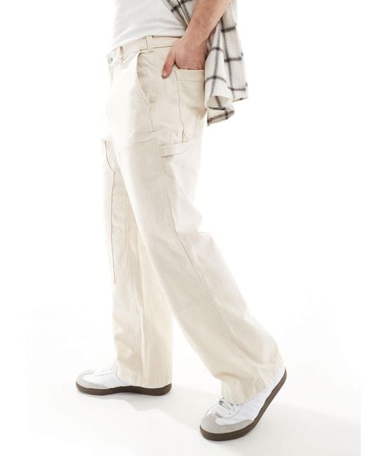 Abercrombie & Fitch – workwear – weit geschnittene canvas-hose in White für Herren