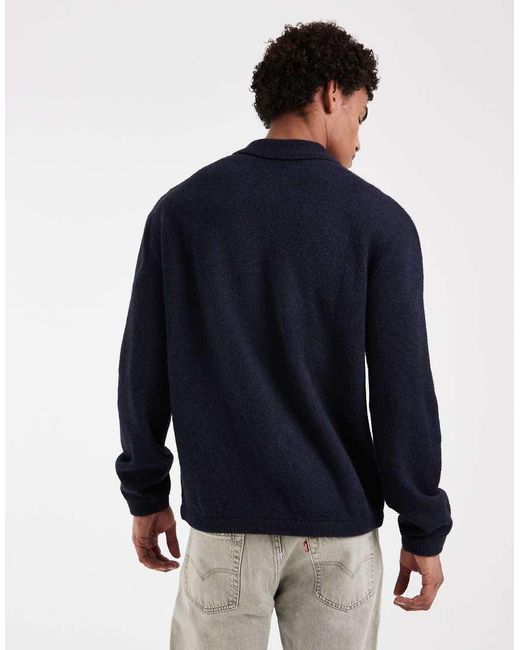 Levi's Blue Collared Half Zip Knitted Jumper for men