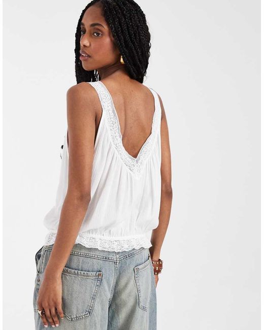 Free People White Celeste Tank Top