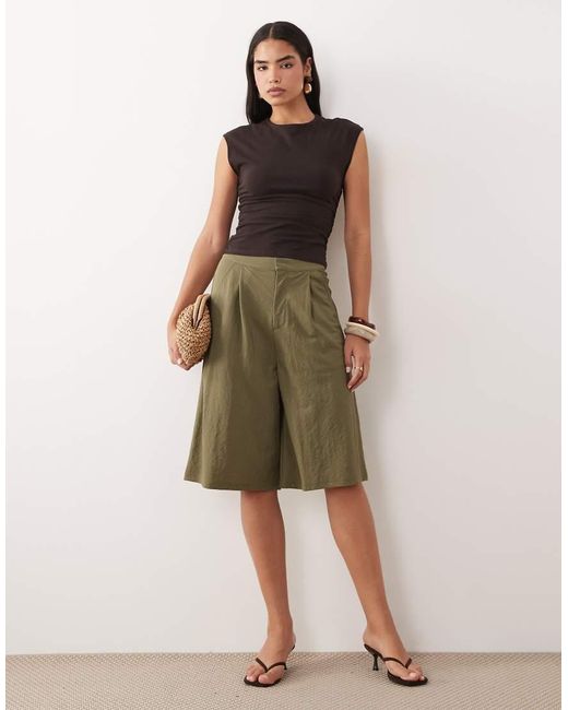 ASOS Green Linen Look Tailored Bermuda Short