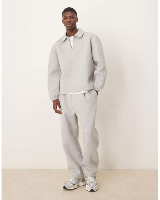 ASOS Natural Heavyweight Oversized Collar Sweatshirt With Fixed Hem for men