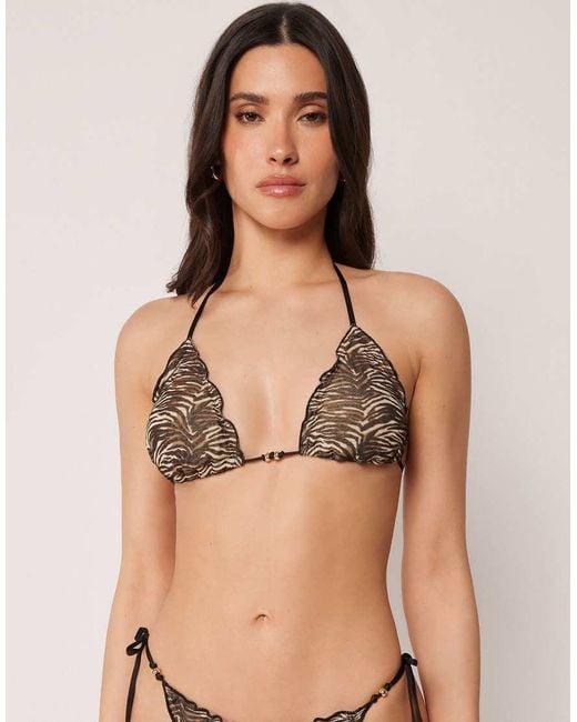 Calzedonia Natural Triangle Bikini Top Doll Zebra