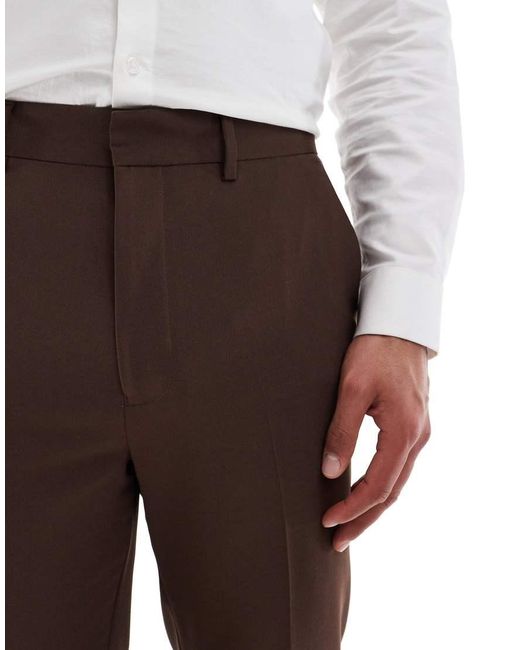 ASOS Brown Tapered Suit Trousers for men