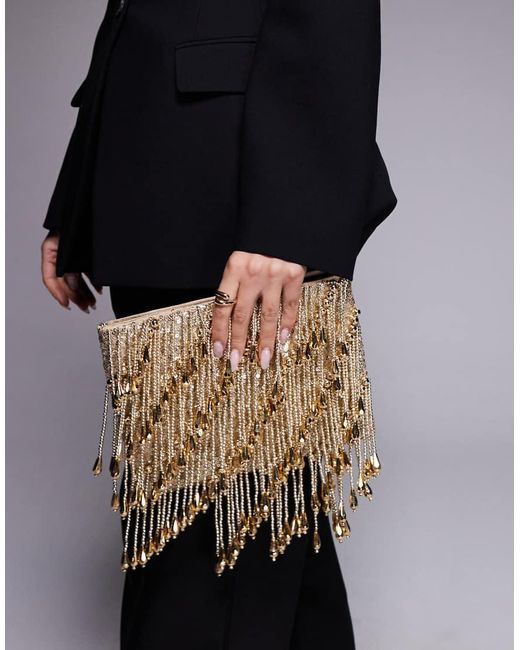 ASOS Black Droplet Zip Top Clutch Bag