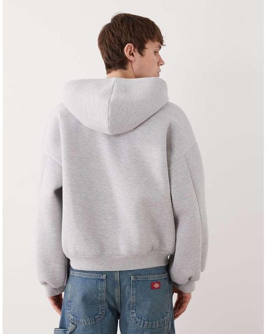 Collusion Gray Zip Through Heavyweight Boxy Hoodie for men