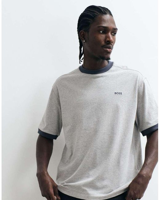 Boss Gray Relaxed Fit Chest Logo T-Shirt for men