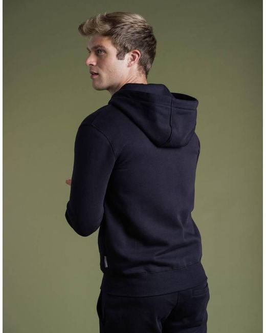 French Connection Blue Cotton Blend Zip Hoody for men