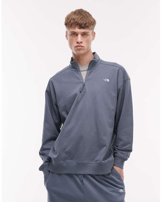 The North Face Blue Essential Logo Light Oversized 1/4 Zip for men