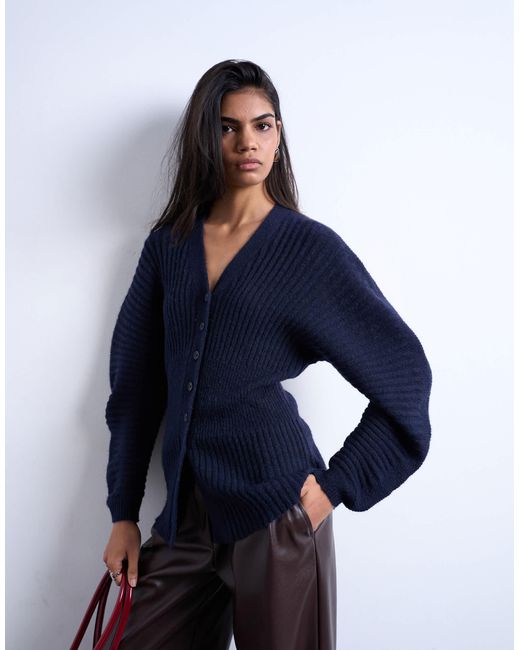 TOPSHOP Blue – taillierte strickjacke