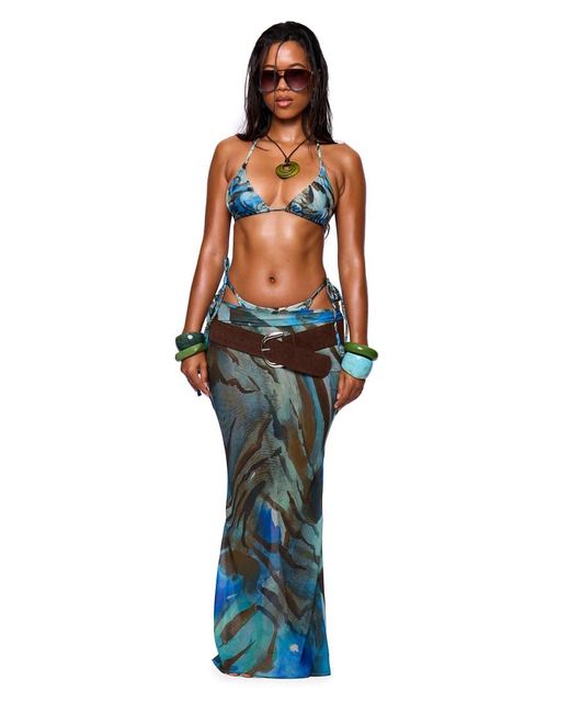 Missy Empire Blue Printed Maxi Skirt