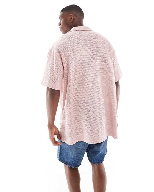 Camicia Squadrata Oversize Testurizzata di ASOS in Pink da Uomo