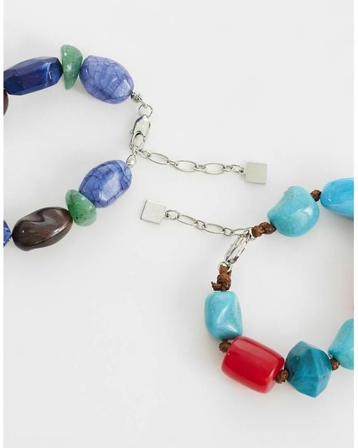 ASOS Blue Pack Of Two Chunky Beaded Bracelets