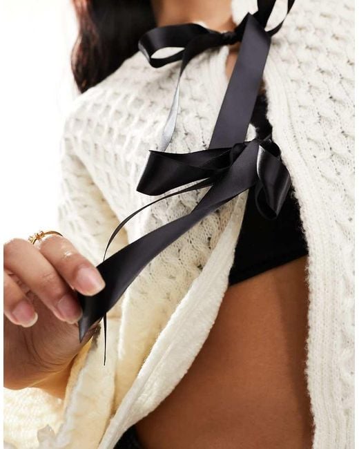 Miss Selfridge Black Bow Tie Detail Cardigan