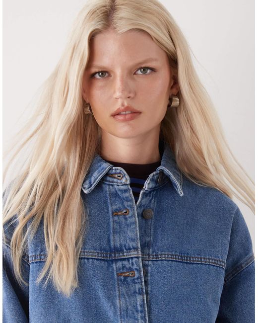 Noisy May Blue Boxy Fit Denim Jacket