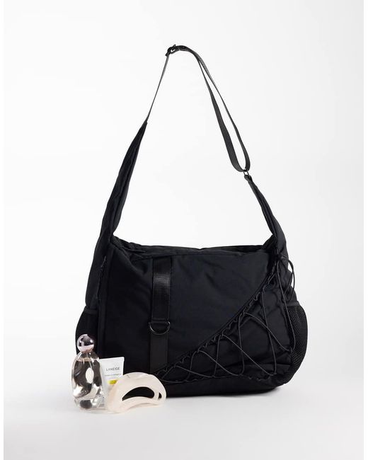 Weekday Black Hiker Mini Cross Body Bag With Mesh Detailing