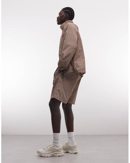 Gramicci Brown Checke Shell Short Co-ord for men