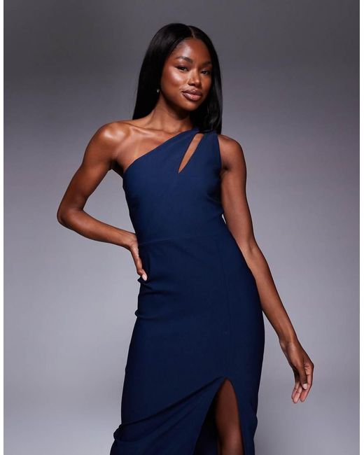 Vesper Blue One Shoulder Cut Out Maxi Dress
