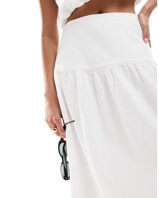 Falda Larga Blanca Con Cintura Baja De Popelina De (Parte De Un Conjunto)-Blanco 4th + Reckless Petite de color White