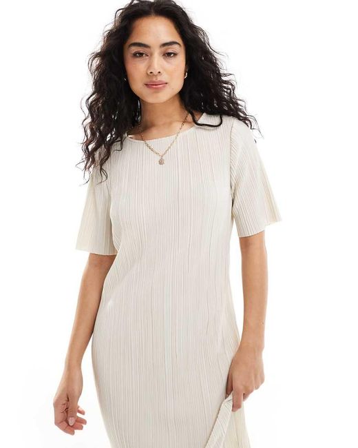 Y.A.S White Plisse T-Shirt Maxi Dress