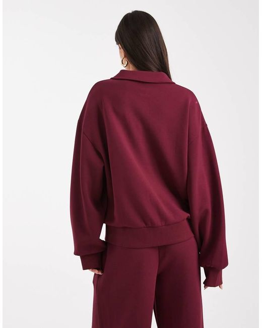 ASOS Henley Sweatshirt Van Zachte Cupro in het Red