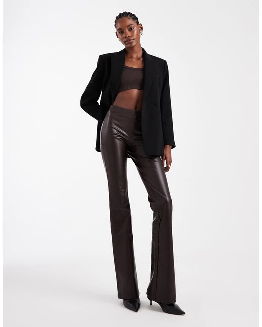 ONLY Black Faux Leather Flared Trousers